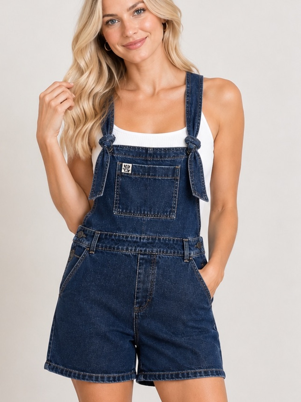 Lucy & Yak Dark Denim Overall Shorts Size 10